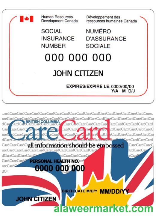 Canada social insurance number (SIN) card